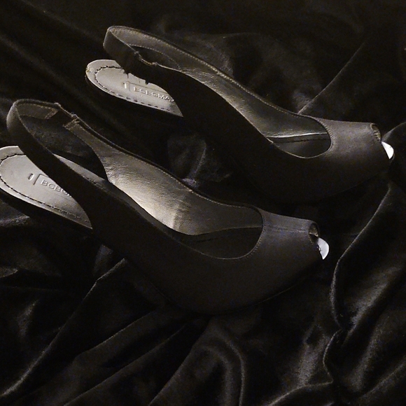 BCBGMaxAzria Black Peep-Toe Heels - Picture 2 of 5